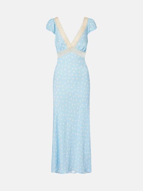 Iggy lace-trimmed polka-dot midi dress