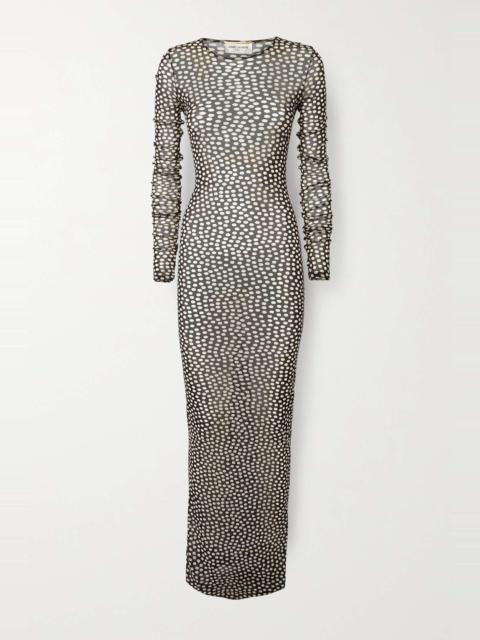 Polka-dot mesh maxi dress