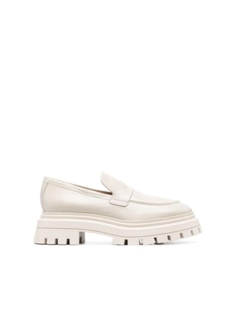 almond-toe leather loafers