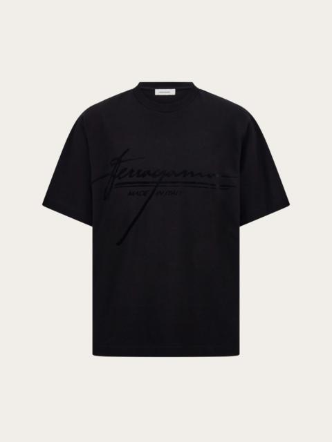 Crew neck T-shirt with printed signature