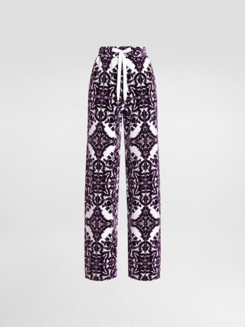 Majolica-print trousers