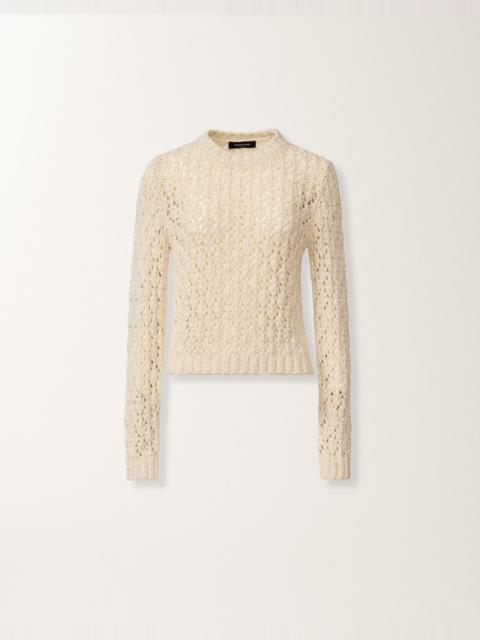 Cotton ribbon sweater with sequins