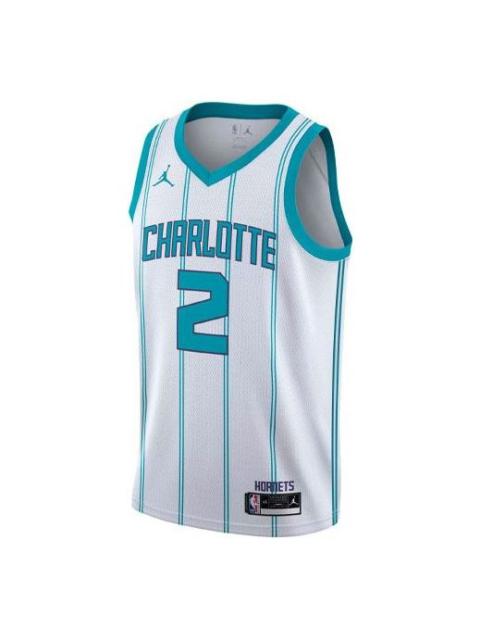 Men's Air Jordan NBA Retro Basketball Jersey/Vest Charlotte Hornets Lonzo Ball No. 2 Blue CN8014-103
