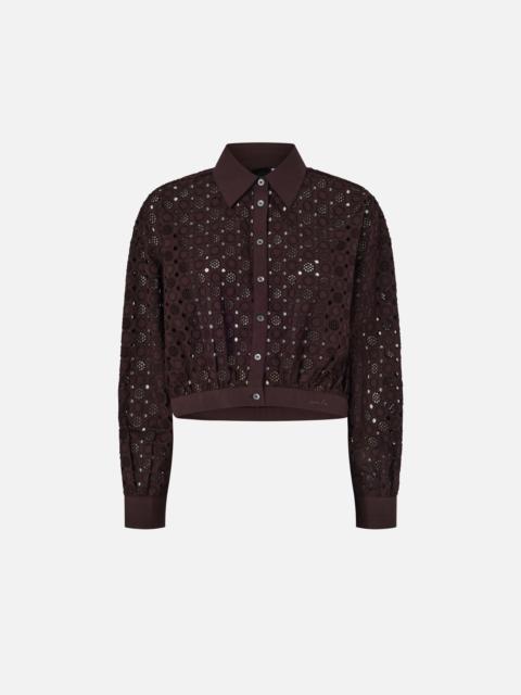 CROPPED SHIRT WITH BRODERIE ANGLAISE