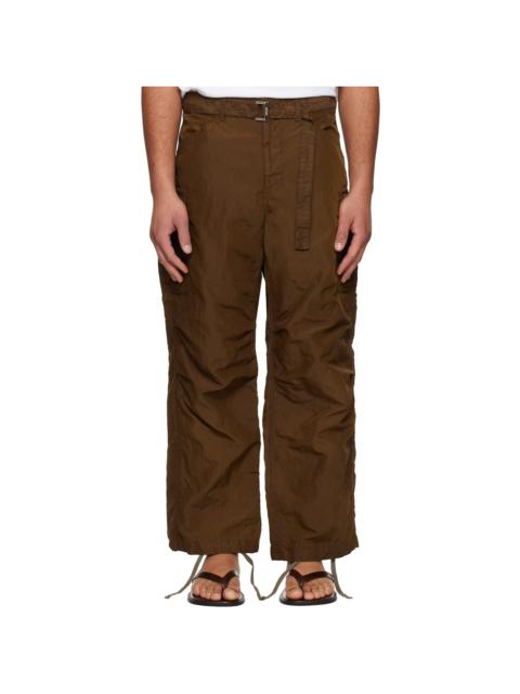 Brown Treated Nylon Twill Cargo Pants
