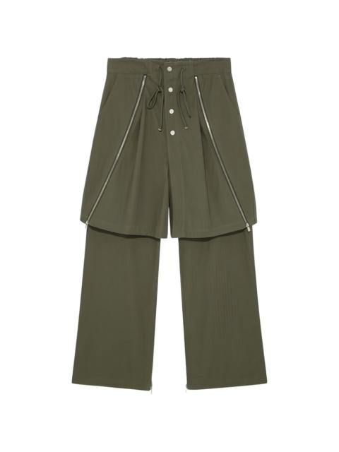 zip-detail layered trousers