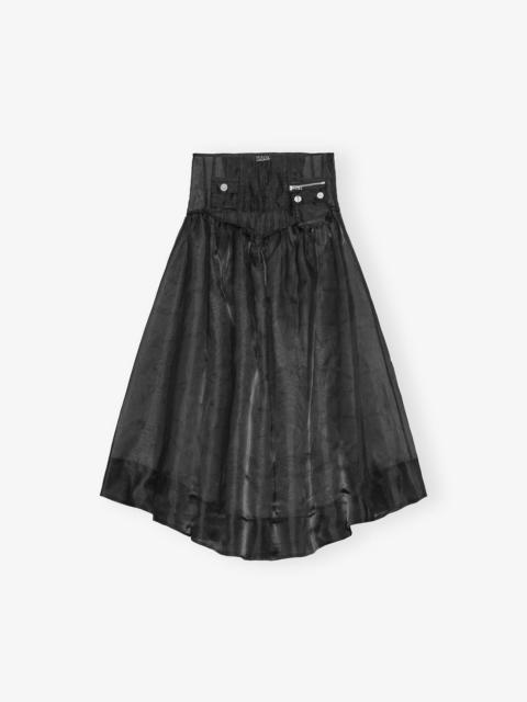 BLACK TECHNICAL ORGANZA POCKET SKIRT