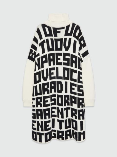 Caterina Frongia x MSGM White Knit Midi Dress with Black Lettering