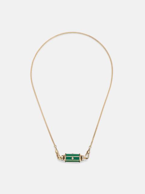 Baby Locket 18kt gold pendant necklace with malachite and diamonds