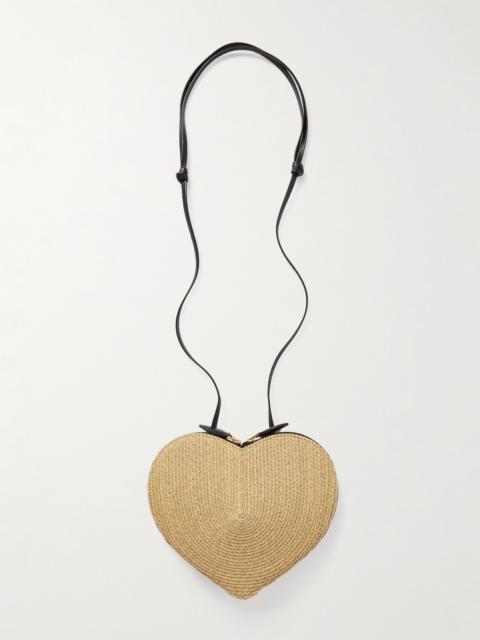 Le Coeur Leather-trimmed Raffia Shoulder Bag