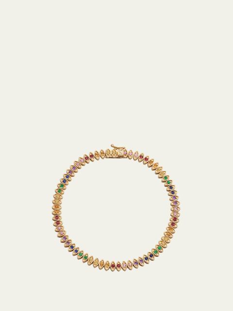 14k Yellow Gold Marquise Evil Eye Tennis Bracelet