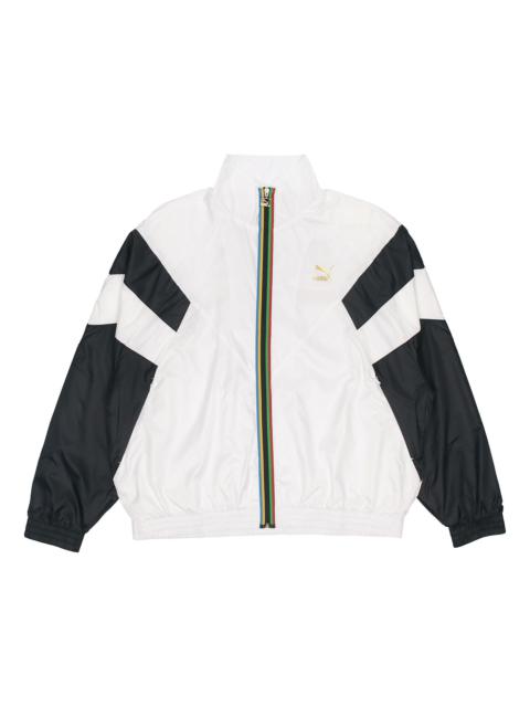 PUMA Bronzing Printing Casual Sports Jacket White 597610-02