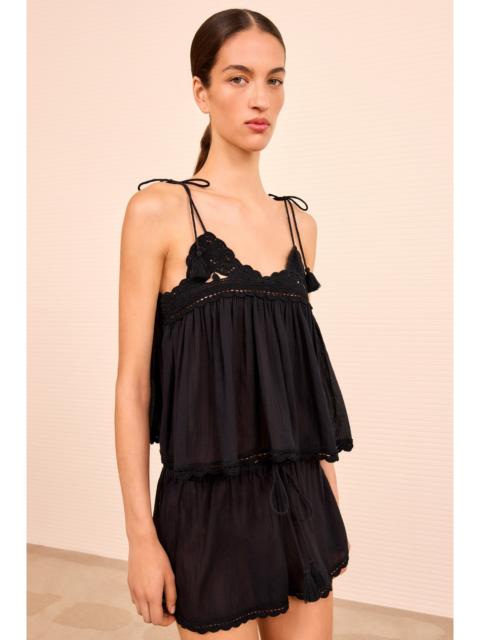 Bermuda Coverup Top with Crochet Detail