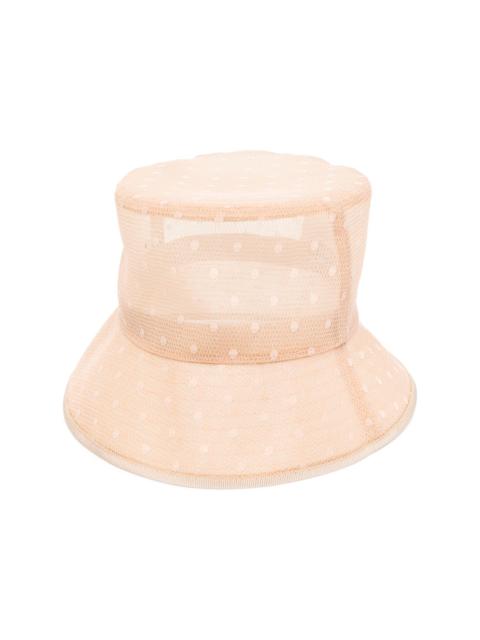 polka-dot mesh hat