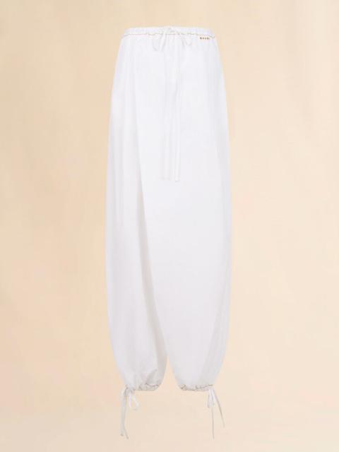 WHITE POPLIN DRAWSTRING TROUSERS