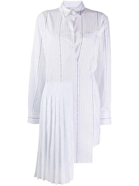 wrap-front striped shirt dress