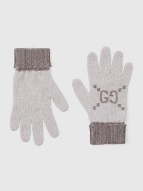 GG cashmere jacquard gloves