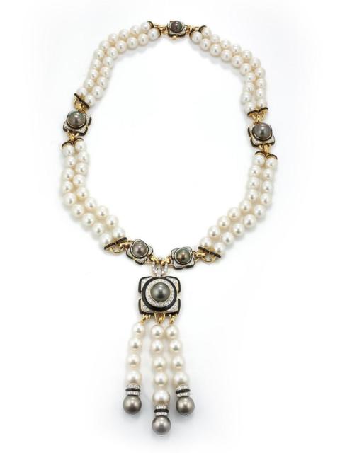 White Grey Pearl Couture Necklace