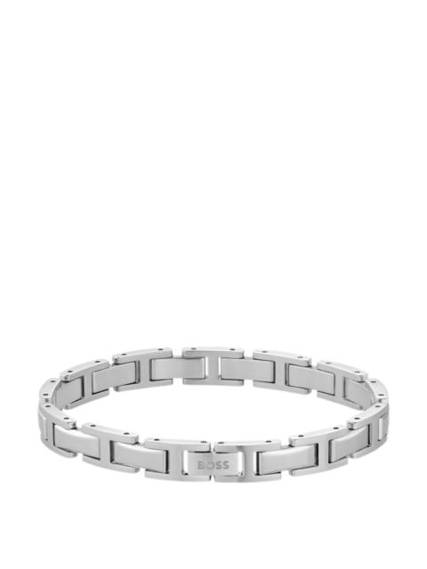 SILVER-TONE H-LINK CUFF WITH LOGO CLASP