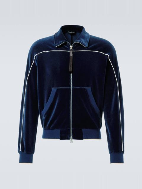 Cotton-blend velour track jacket