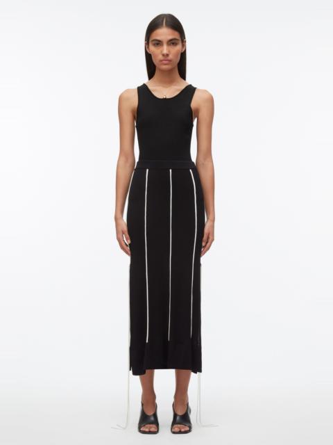 Knit Midi Skirt with Piping