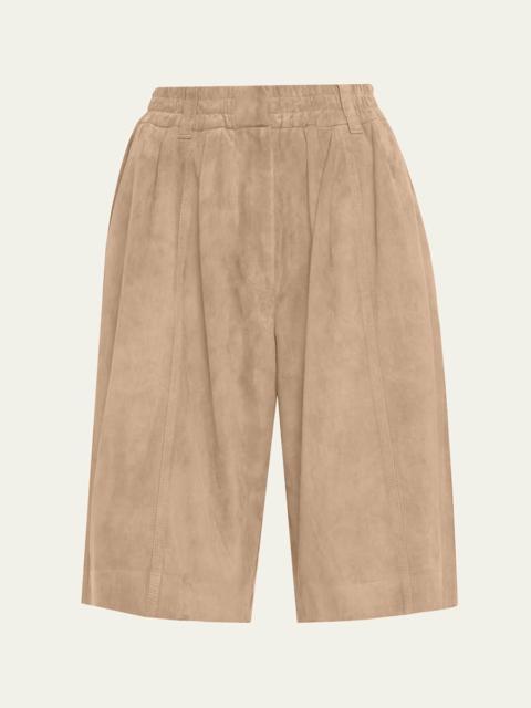 Couture Suede Pull-On Bermuda Shorts