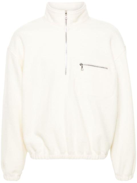 high-neck fleece sweatshirt