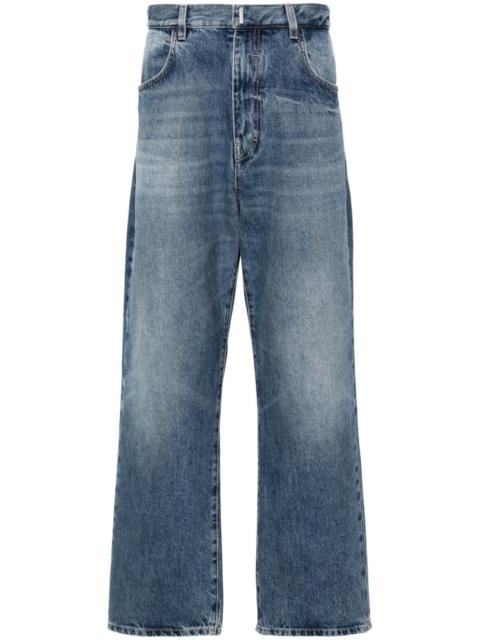 mid-rise straight-leg jeans