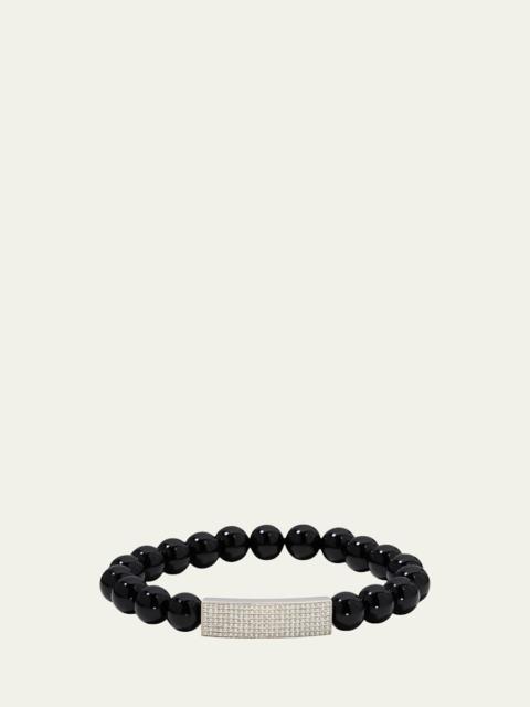 8mm Black Onyx and Diamond Bar Bracelet