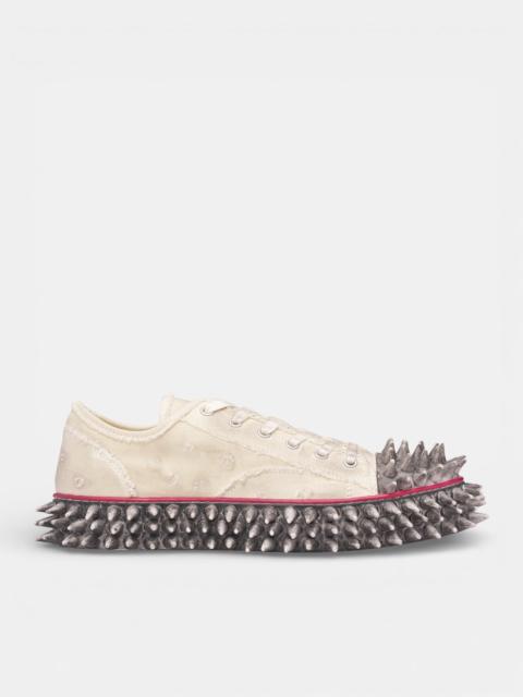 White Canvas Spiky Sneakers