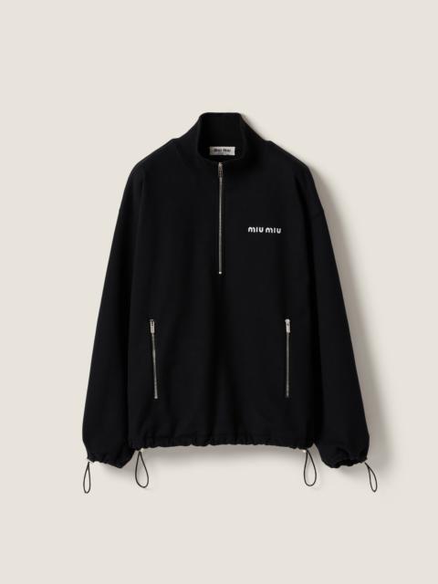 Cotton fleece zipper sweatshirt