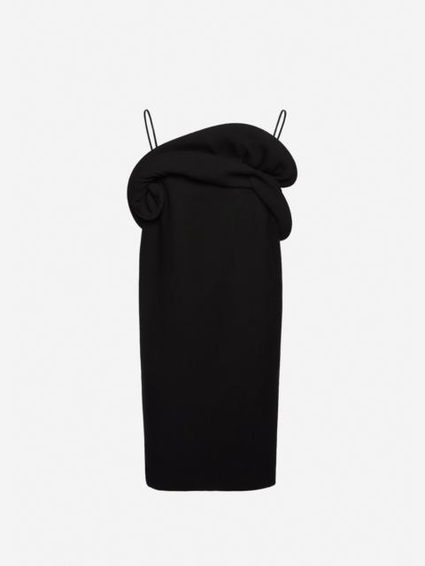 Sculptural neckline dress in black