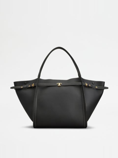 SHOPPING BAG IN LEATHER MEDIUM - BLACK