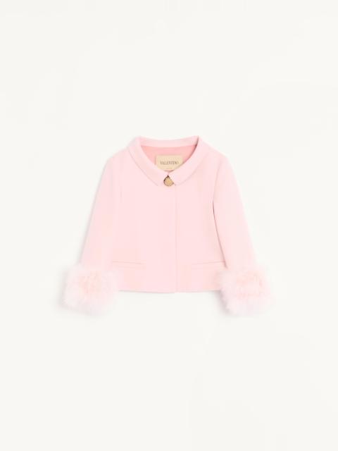 CREPE COUTURE JACKET WITH FEATHERS