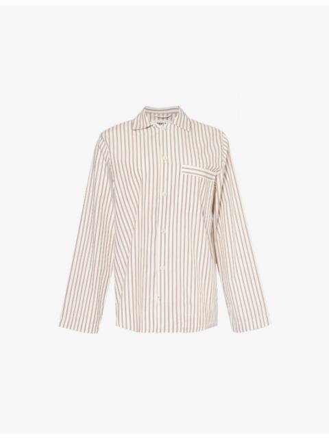 Patch-pocket cotton poplin pyjama shirt