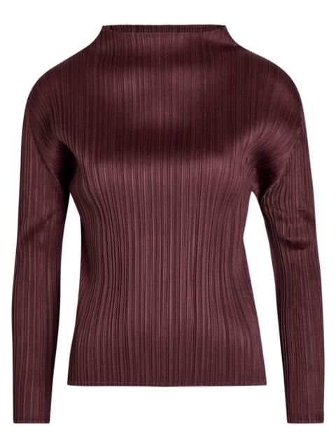 Pleats Please Issey Miyake Pleated Mock-neck Woven top