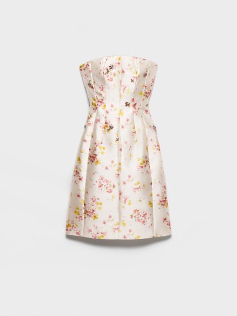 Floral print silk and wool dress