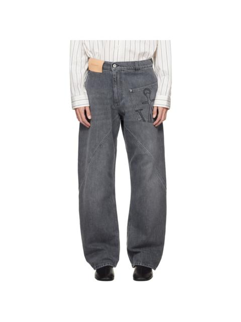 Gray Twisted Workwear Jeans