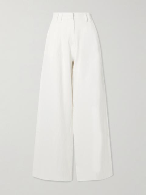 Annisa Pleated Ramie And Linen-blend Wide-leg Pants