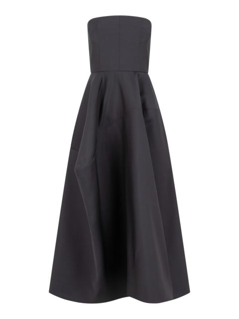 Karla Voluminous Silk-Wool Strapless Dress blue