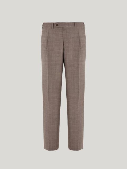 WALNUT DENIM-EFFECT WOOL REGULAR-FIT PANTS