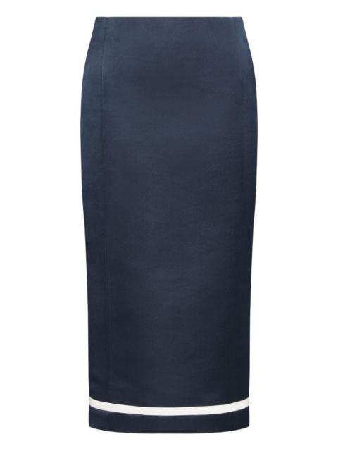 solid double duchess pencil midi skirt