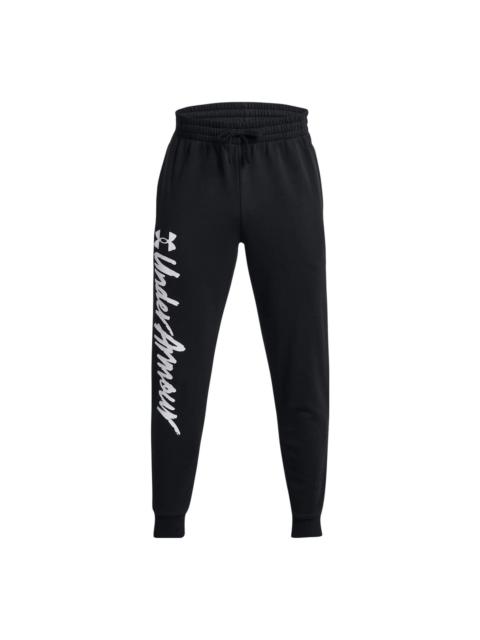 Under Armour Rival Fleece Graphic Joggers 'Black White' 1379776-001