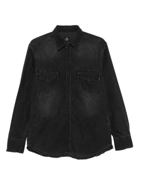 frayed-hem denim shirt
