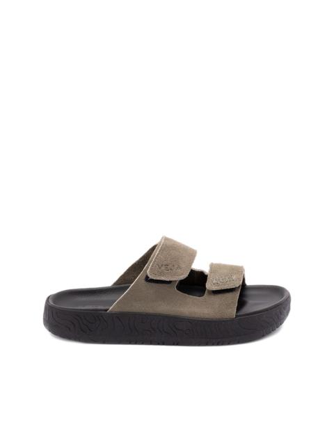 dual-strap suede sandals