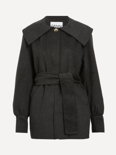 Grey Wool Collar Jacket