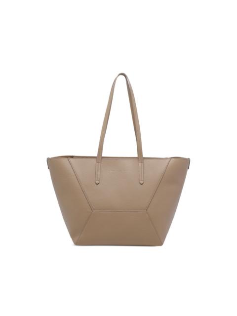 Duo zip leather shoulder bag