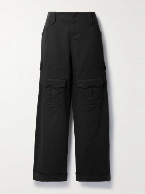 Cotton-blend gabardine straight-leg cargo pants