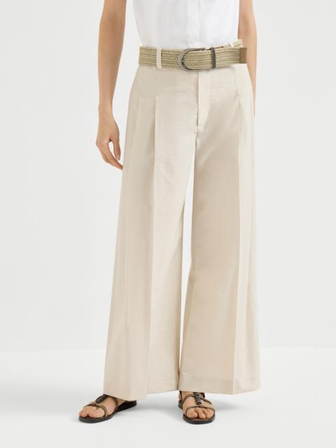 Techno cotton poplin A-line trousers with monili