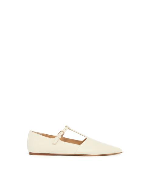 Lola Ballerina Flat Shoe in Cream Nappa Leather